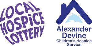 Local hospice lottery logo next to Alexander Devine logo.