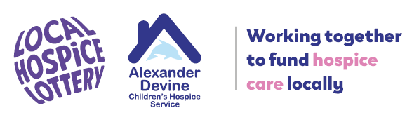 Local hospice lottery logo next to Alexander Devine logo.